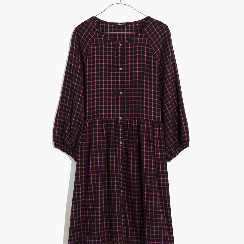 ✨ Madewell Black and Red Buttoned Sundress with 3/4 Sleeves - Picture 4 of 4